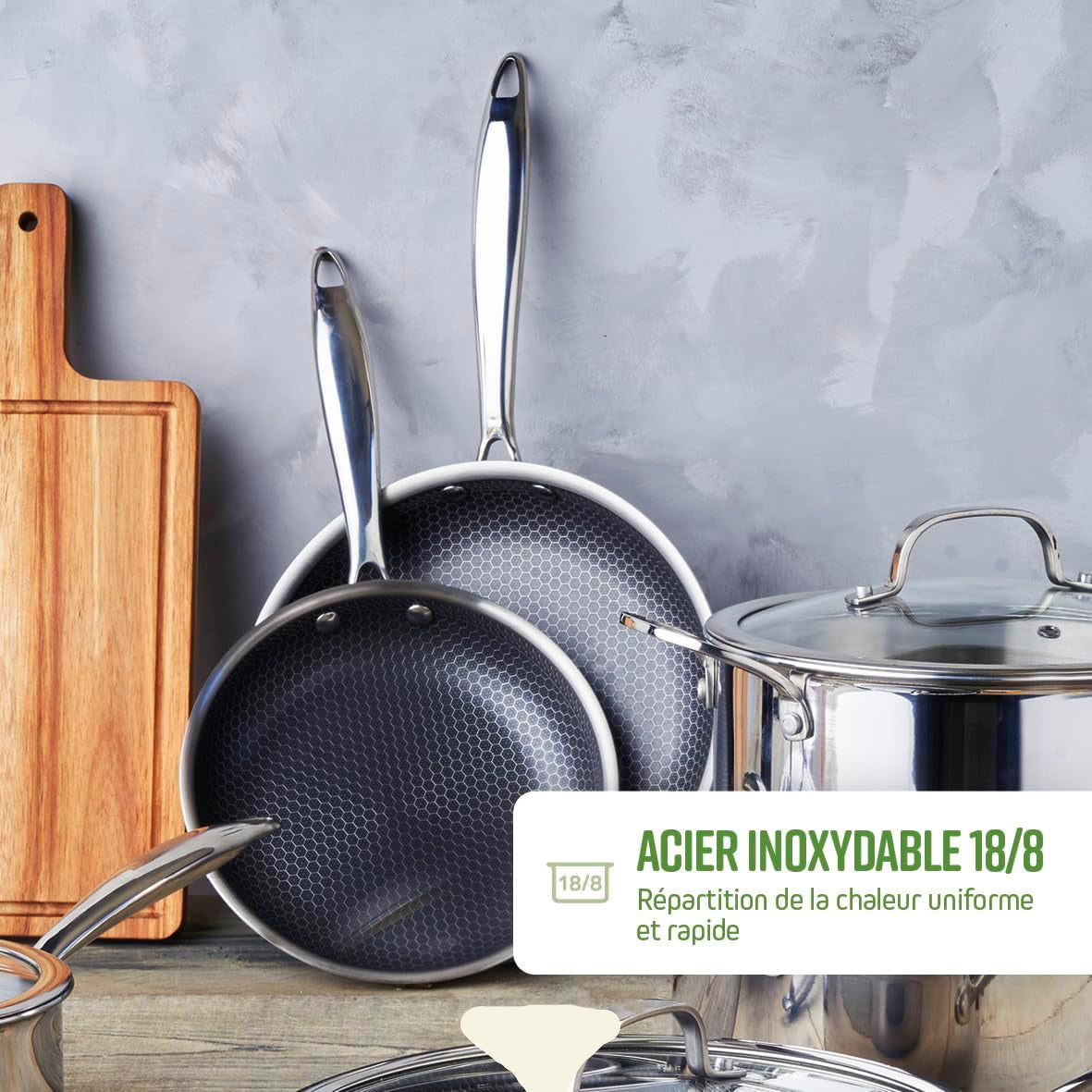 Batterie de cuisine 6 Pcs en Acier Inoxydable