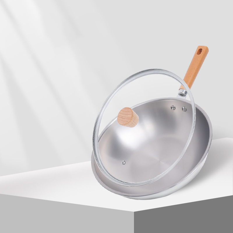 Poêle à Wok Antiadhésive en Titane Pur – 30 cm, Multifonctionnelle, Légère et Durable