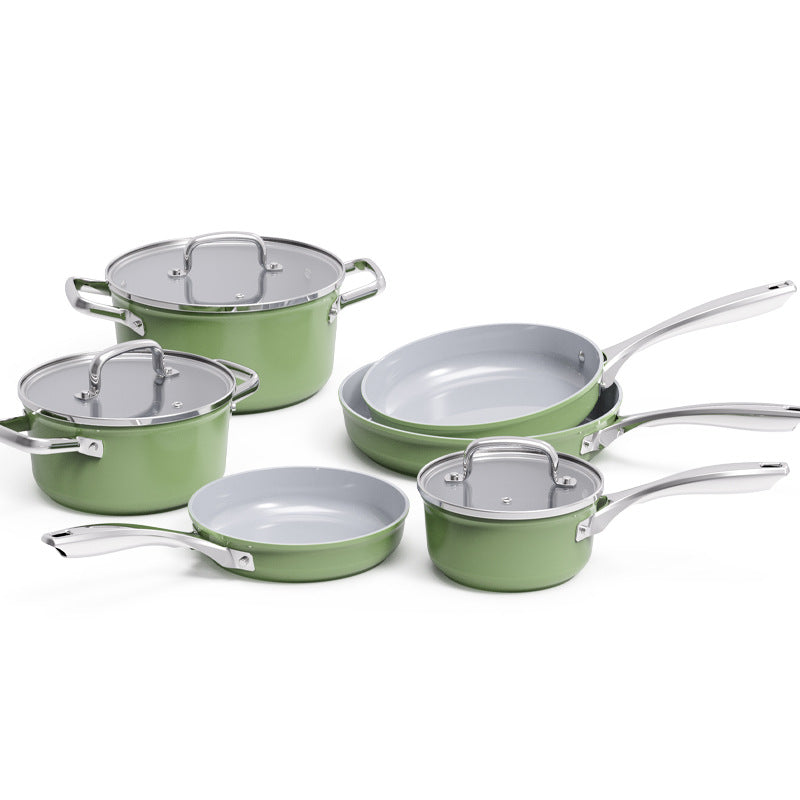 Lot de 9 Ustensiles de Cuisine en Céramique Antiadhésive – Casseroles Non Toxiques, Sans PTFE et PFOA, Aluminium Moulé Sous Pression