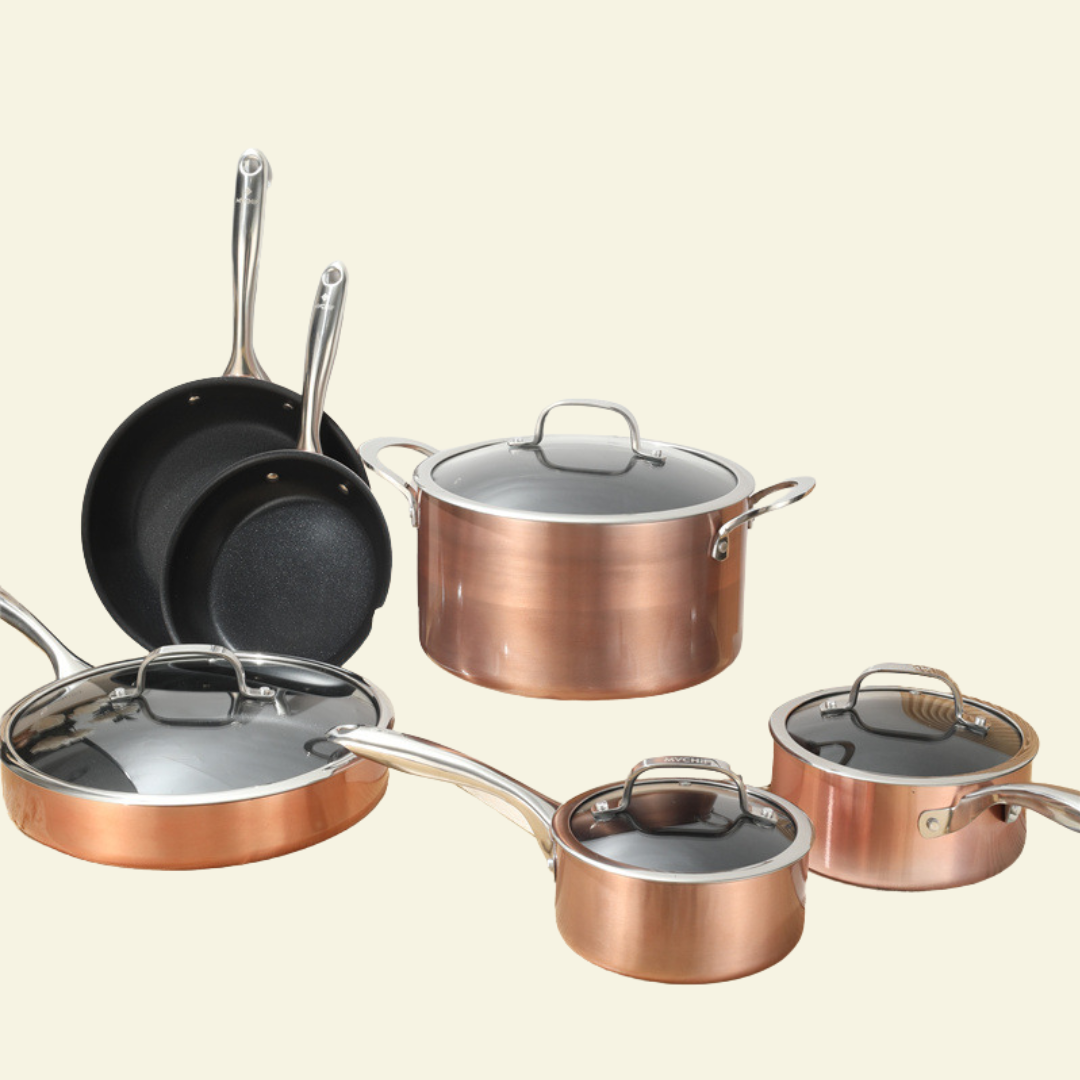 Batterie de 10 Pcs Pots et Casseroles Antiadhésives