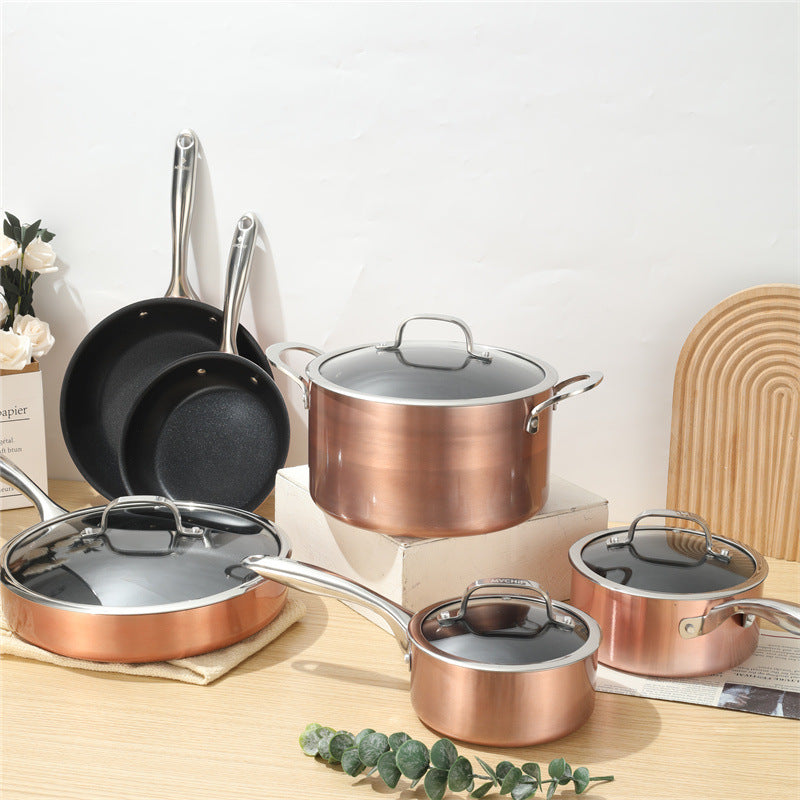 Ensemble de 10 Pièces Pots et Casseroles Antiadhésives – Aluminium de Haute Qualité, Multifonctionnel