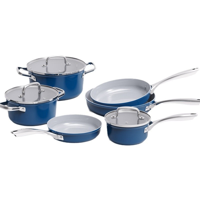 Lot de 9 Ustensiles de Cuisine en Céramique Antiadhésive – Casseroles Non Toxiques, Sans PTFE et PFOA, Aluminium Moulé Sous Pression