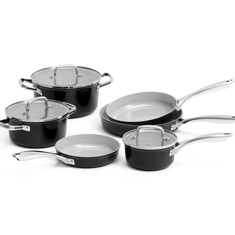 Lot de 9 Ustensiles de Cuisine en Céramique Antiadhésive – Casseroles Non Toxiques, Sans PTFE et PFOA, Aluminium Moulé Sous Pression
