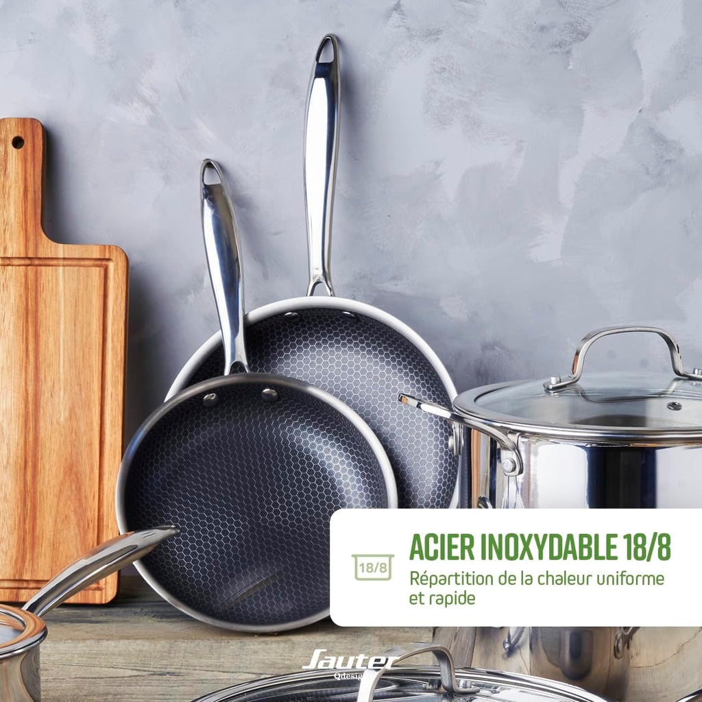 Batterie de cuisine 20 Pièces en Acier Inoxydable – Performance et Durabilité avec Fond en Nid d'Abeille