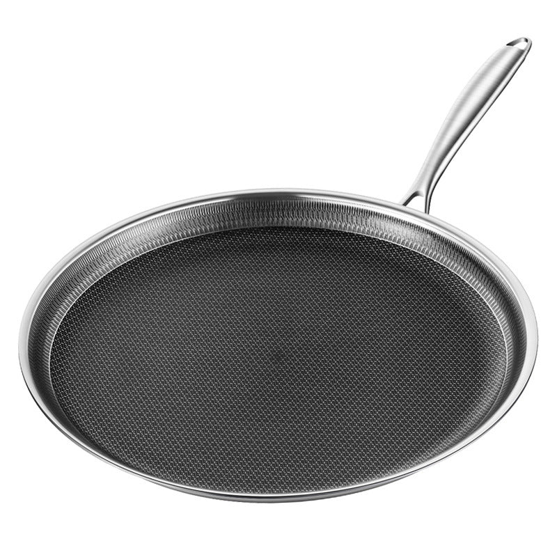 Poêle en Acier Inoxydable à Mille Couches – Fond Plat Antiadhésif pour Crêpes et Cuisson Multifonctionnelle, 30 cm