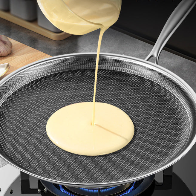 Poêle en Acier Inoxydable à Mille Couches – Fond Plat Antiadhésif pour Crêpes et Cuisson Multifonctionnelle, 30 cm